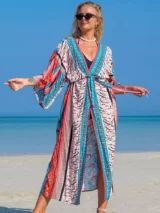 Kimono de Plage Flamant Rose